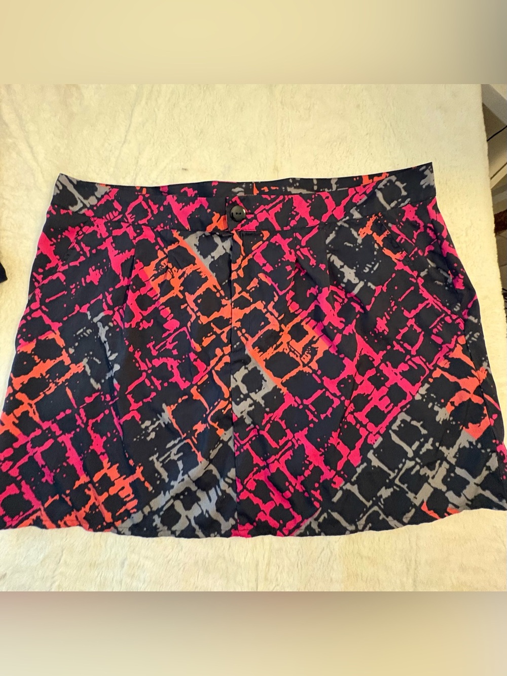 GAP Black Mini Skirt with Pink & Orange Geometric Print